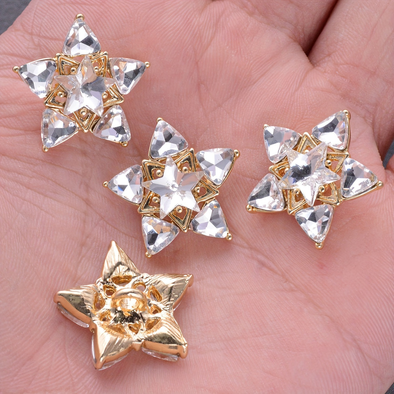 High-End Button Shirt Sweater Suit Coat Windbreaker with 3D Diamond Decor and DIY Accessories Set 6 or 10 Pieces