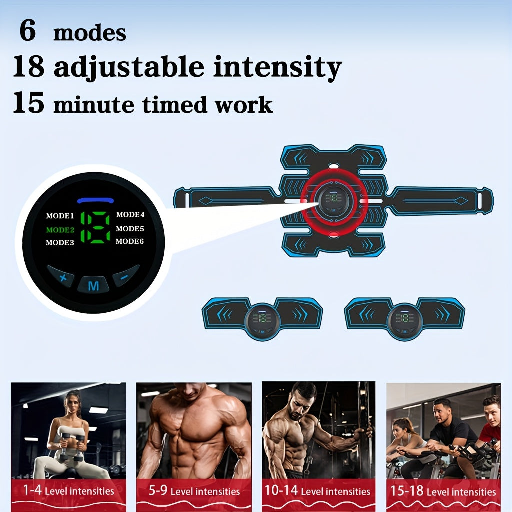 USB Rechargeable Massage Waist Belt Set with EMS TENS Abdominal Muscle Stimulator and 6 Modes