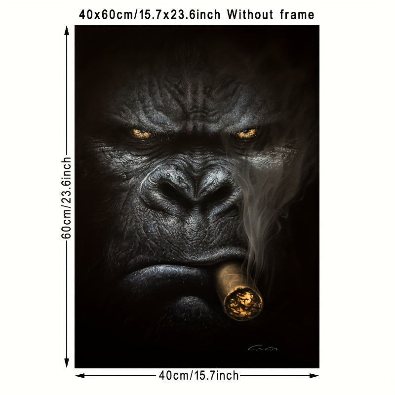 Frameless Canvas Wall Art Animal Monkey Smoking Portrait for Home Decor