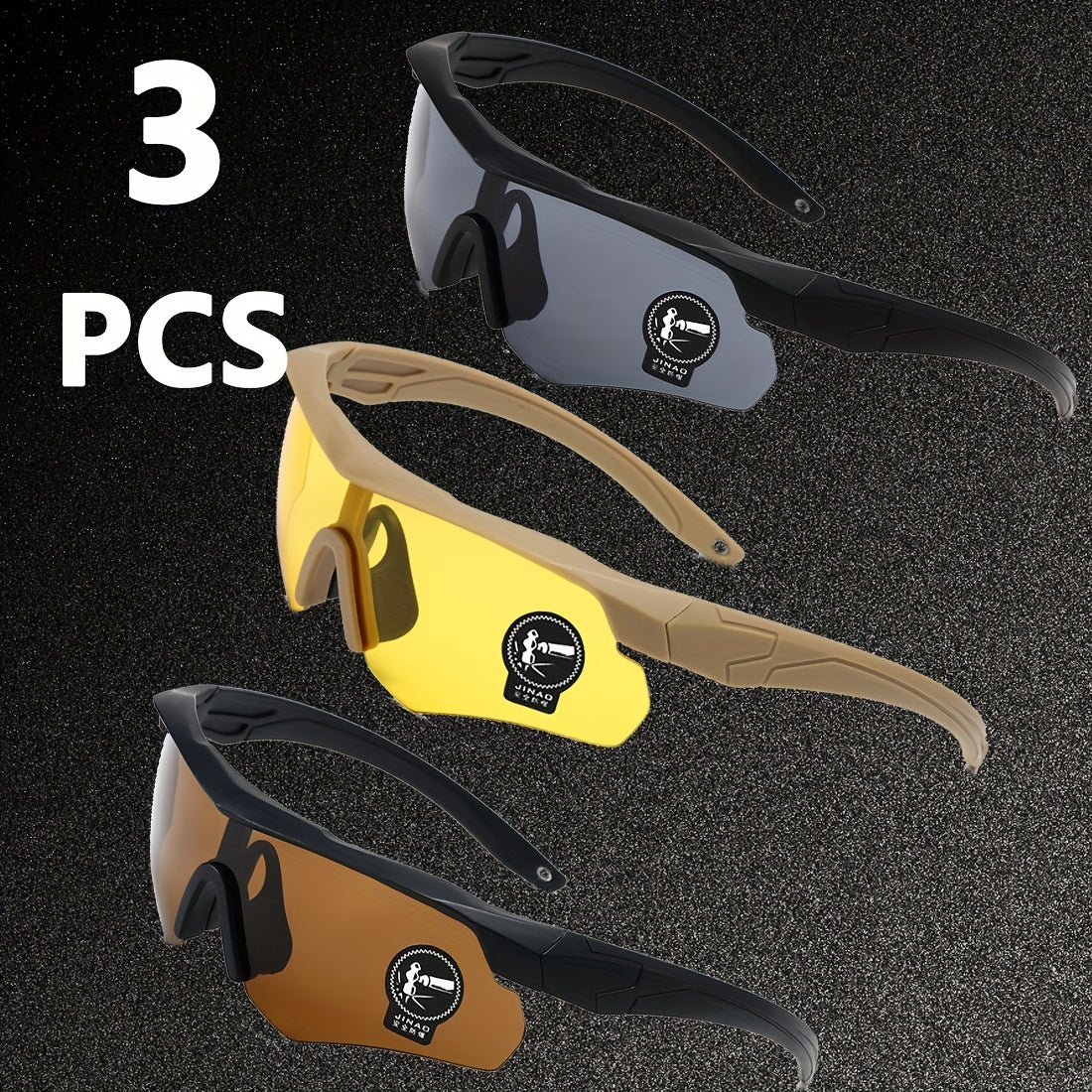 3-Pack UV400 Cycling Glasses Men Women Sports Running Outdoor Goggles with PC Lens