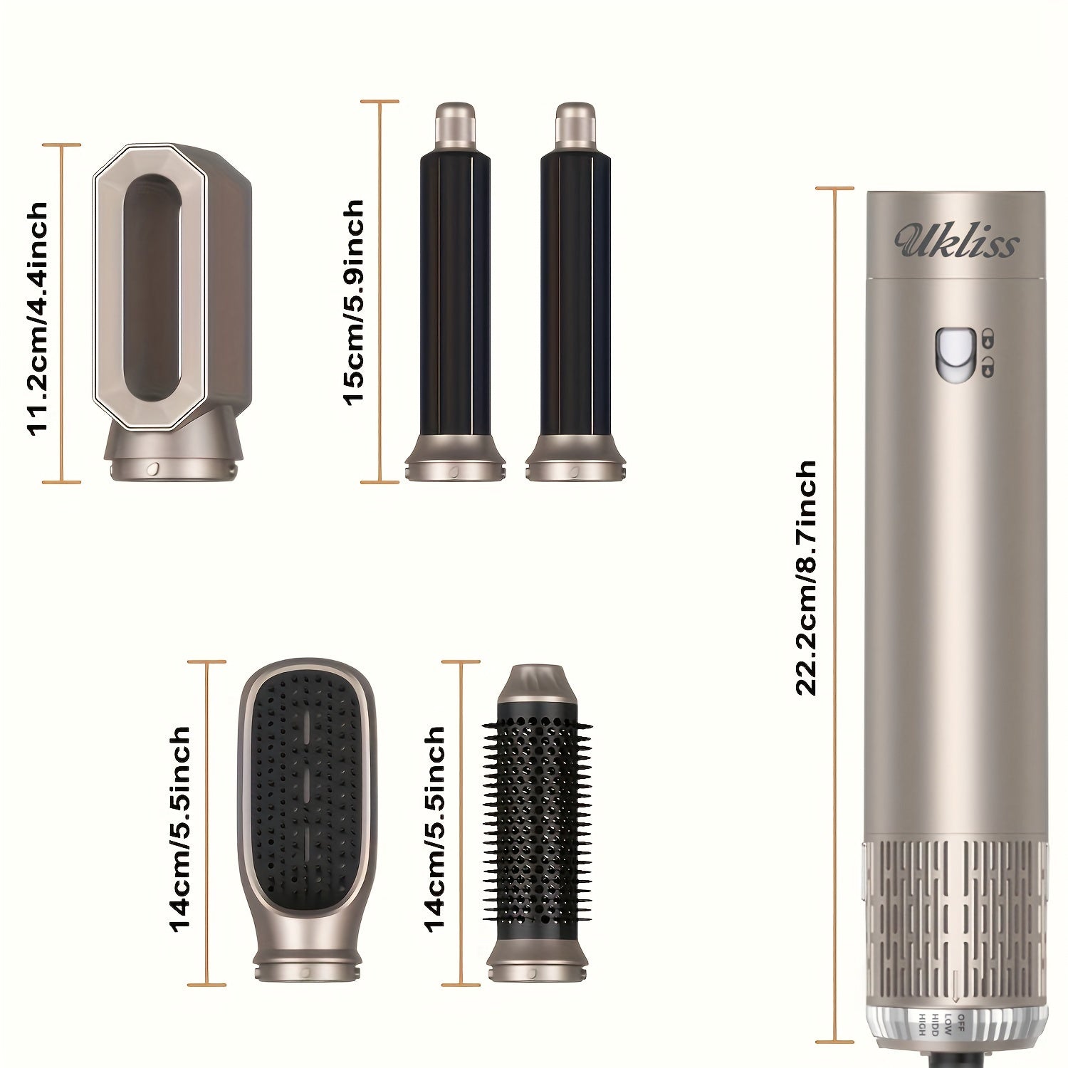 5 in 1 Hair Styling Tool Blow Dryer Brush 900W with Detachable Curling Iron and Negative Ion Technology