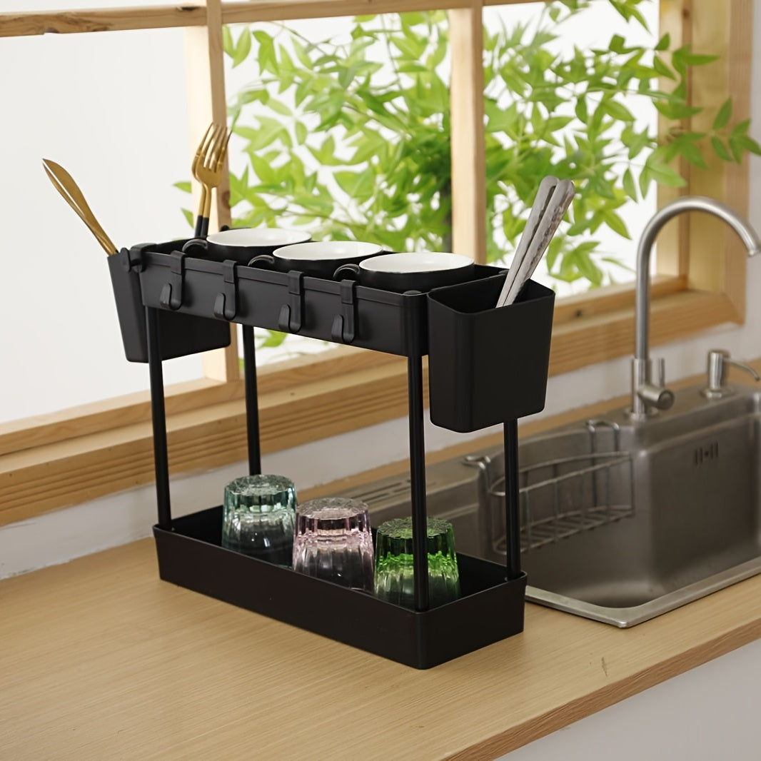 2-Tier White Sink Organizer Rack for Kitchen Storage and Spices