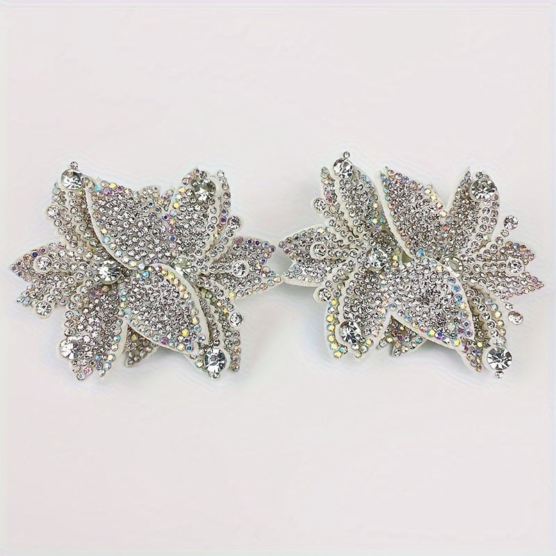 Women's Rhinestone Shoe Flowers 2pcs Detachable Buckles Dress Accessories