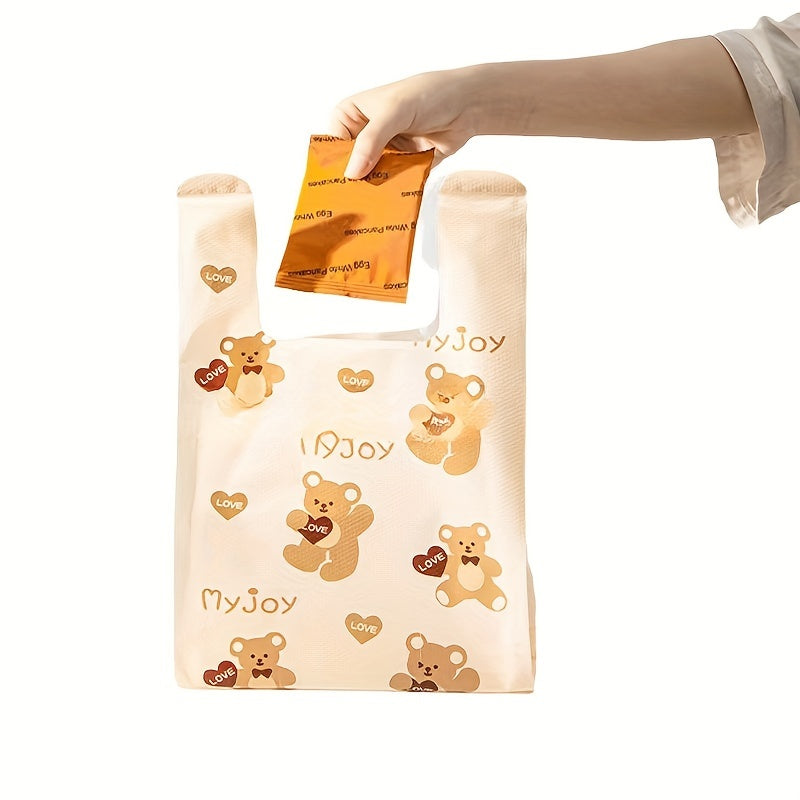 25/50 Pieces Thick Gift Bags with Teddy Bear Pattern for Weddings and Parties
