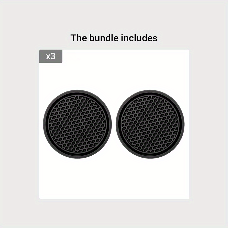 2pcs Car Water Cup Base Non-slip Mat Interior Decoration Black