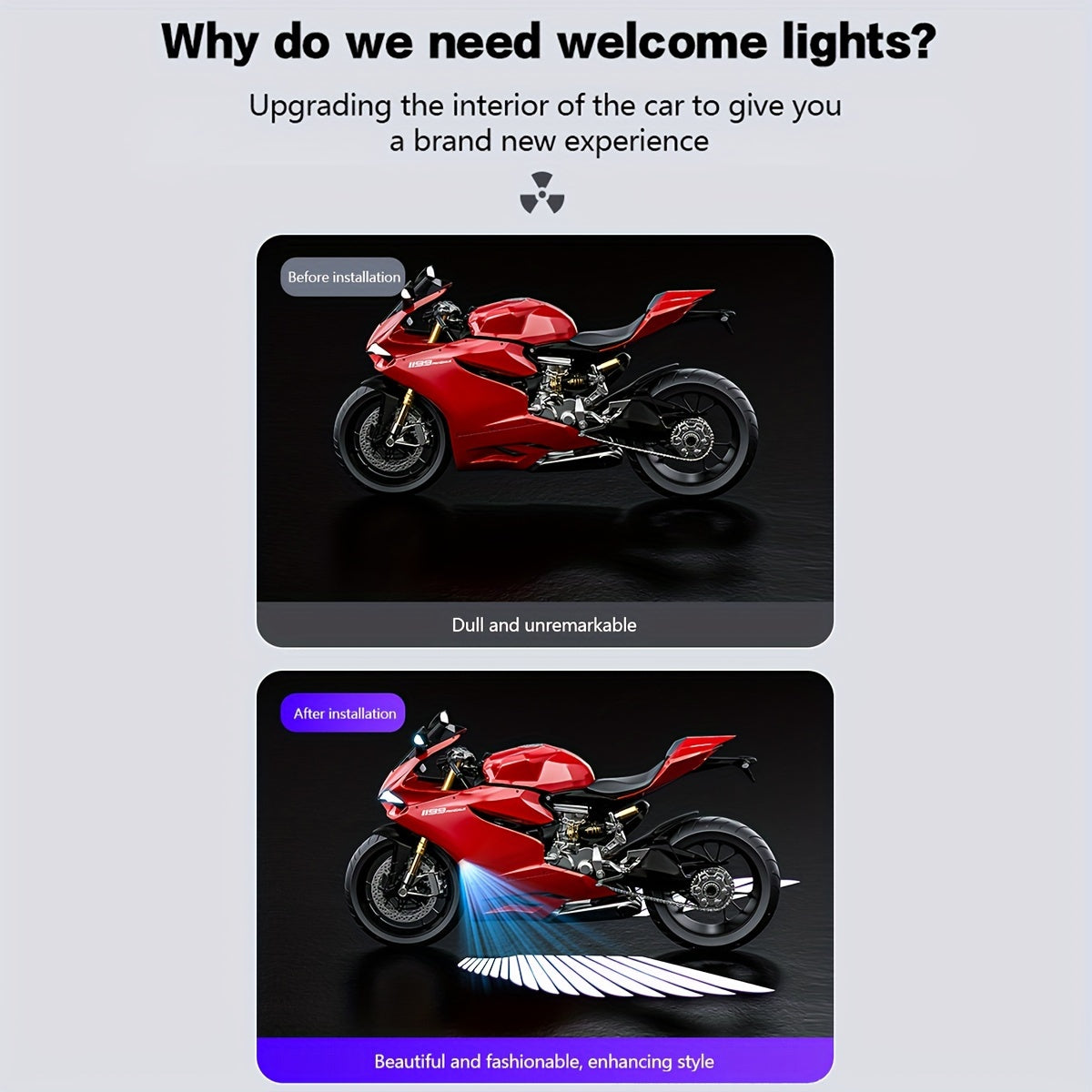 Luces de proyector LED para motocicleta, alas de ángel, iluminación ambiental decorativa para scooters eléctricos