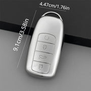 Universal TPU Car Key Fob Cover Silver with Keychain for Multiple Models