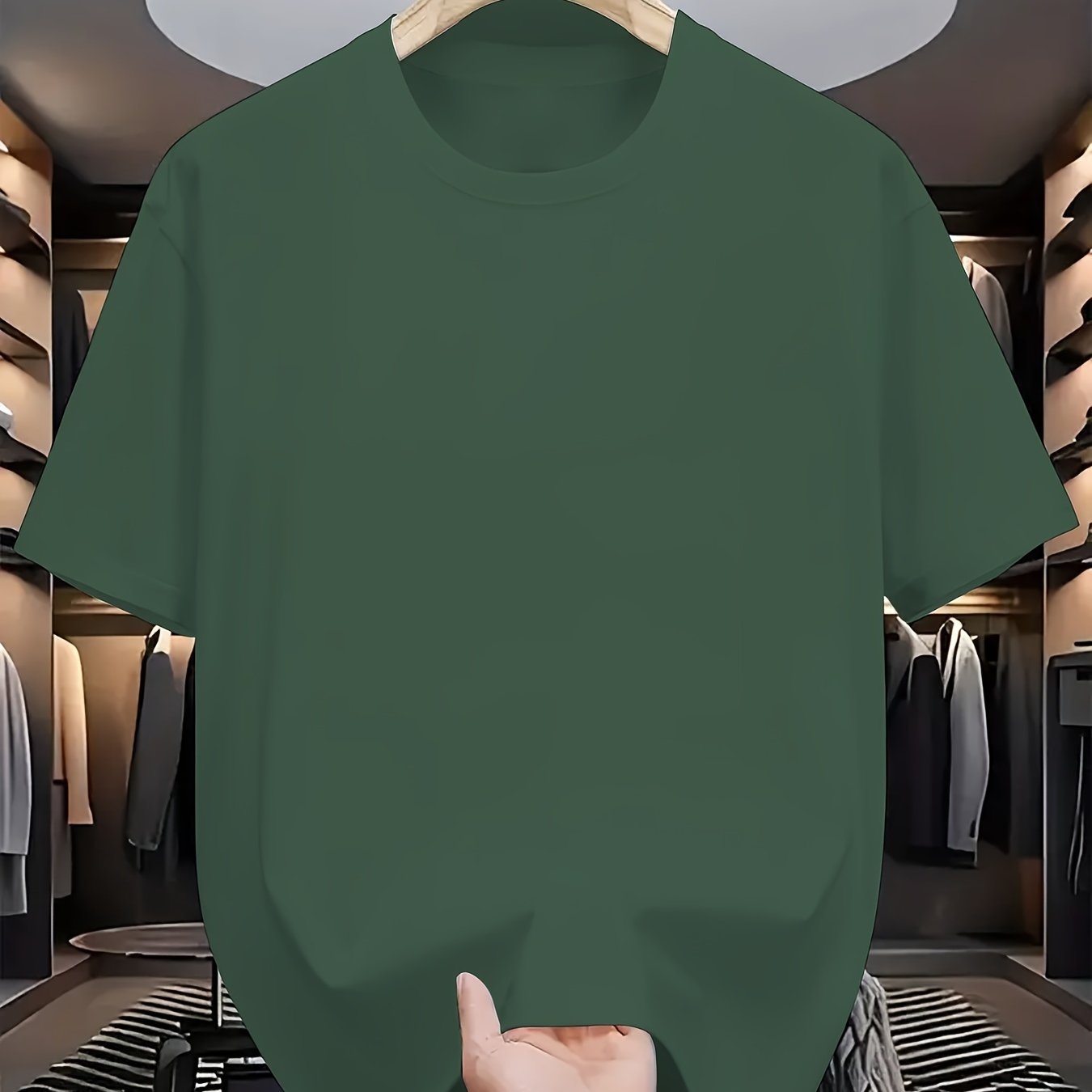 Camiseta de color sólido para adultos con cuello redondo y manga corta, mezcla de poliéster, para todas las estaciones, casual