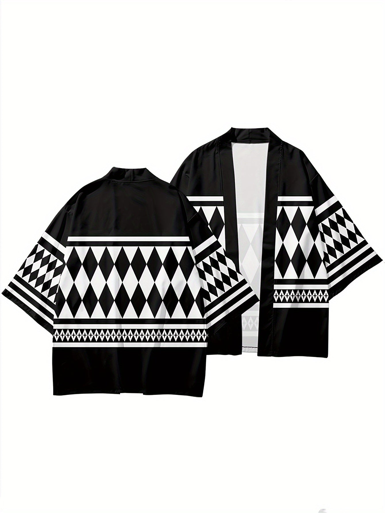 Men's Checkered Loungewear Kimono Robe Nightgown Polyester Casual Indoor Wear