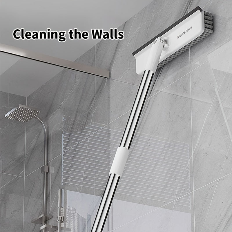 2-in-1 Rotatable Cleaning Brush with Long Handle, Water Scraper, Floor Brush