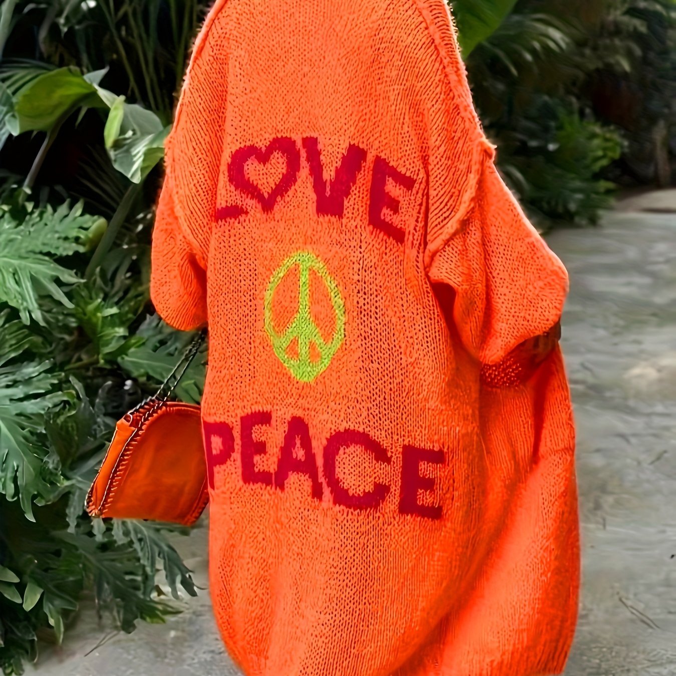 Women's Plus Size Oversized Long Sleeve Cardigan Vibrant Orange Boho Sweater