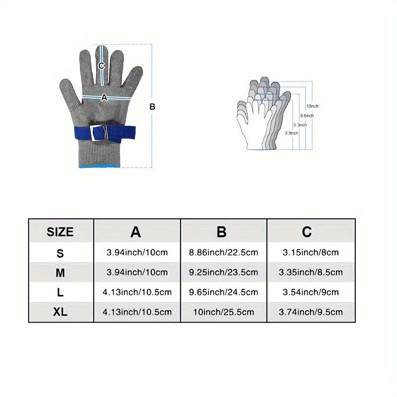 Stainless Steel Mesh Cut-Resistant Kitchen Glove for Food Processing and Knife Sharpening