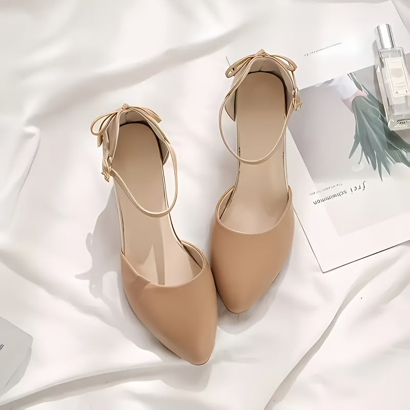 Women's Summer Sandals Open-Toe Thick Heel Bow Buckle Casual