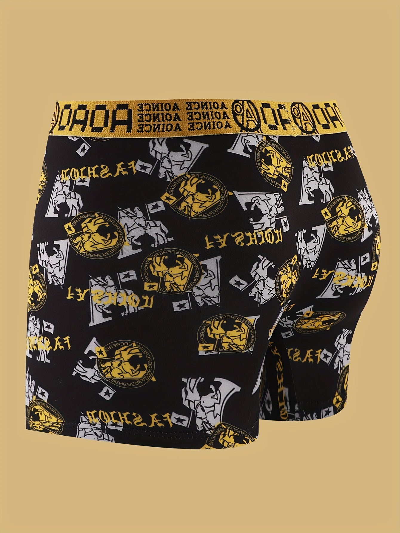 Men's Boxer Briefs Breathable Polyester Blend with Gold Chain Print Casual Fit