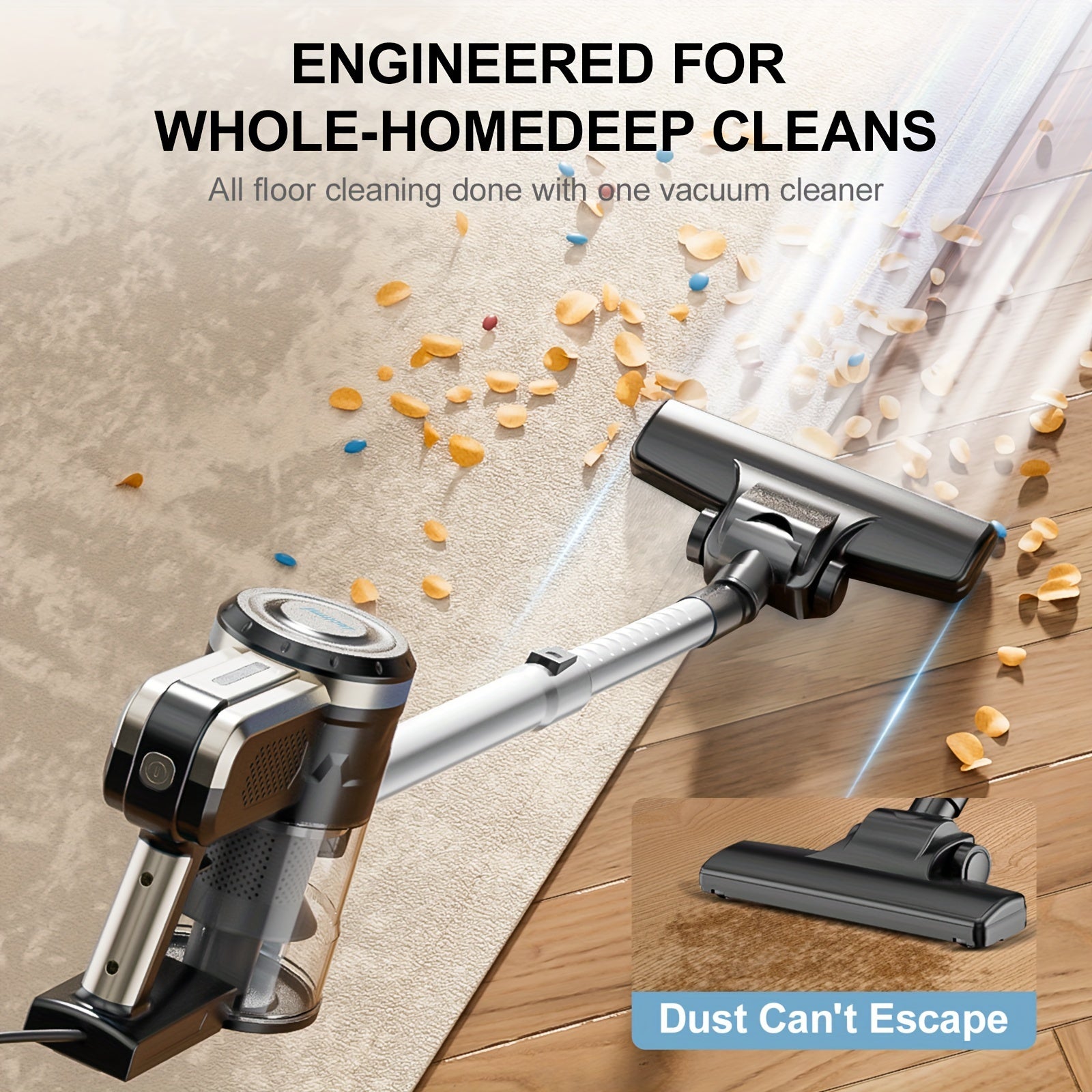 Corded Upright Vacuum Cleaner with 600W Power and 18KPa Suction