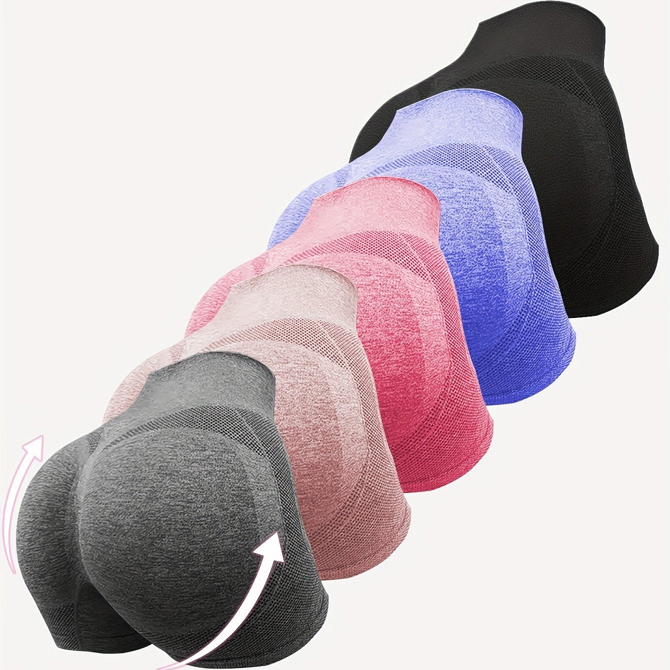 Ayollar uchun 5 ta yuqori bel, tikisiz, orqa qismini ko'taradigan yoga shortlari, nafas oladigan rib-knit mato bilan