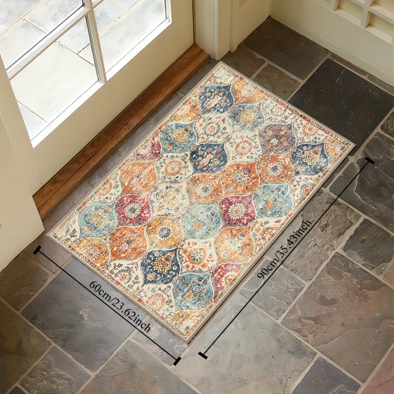 Alfombra de suelo bohemia impresa 930g de poliéster antideslizante para cocina y sala de estar