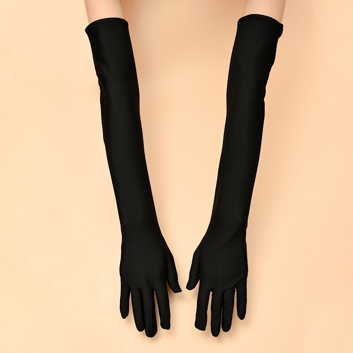 Black and White Elastic Long Gloves for Women Wedding Halloween Festival Party