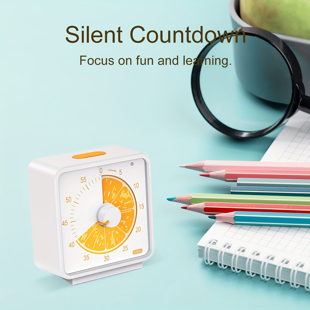 Bolalar uchun 60 daqiqalik vizual taymer, meva naqshli, sukut rejimida, sinf, ofis, oshxona