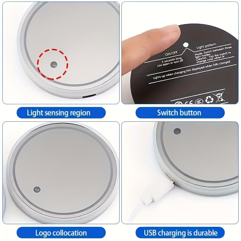 LED Car Cup Holder Neon Light Intelligent Sensing Colorful Atmosphere Light with 7 Colors