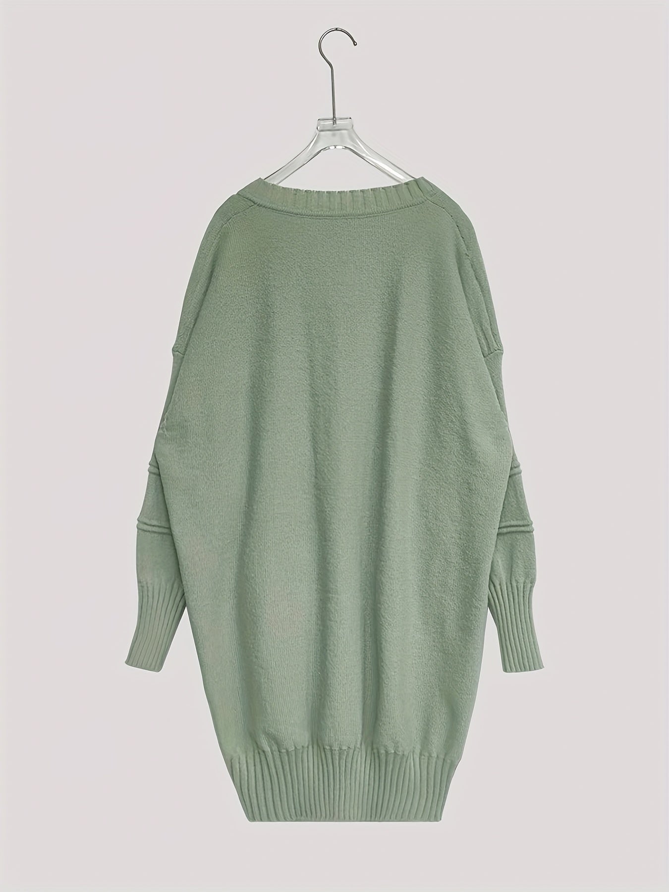 Plus Size Women's V-Neck Oversized Sweater Black Longline Casual Pullover