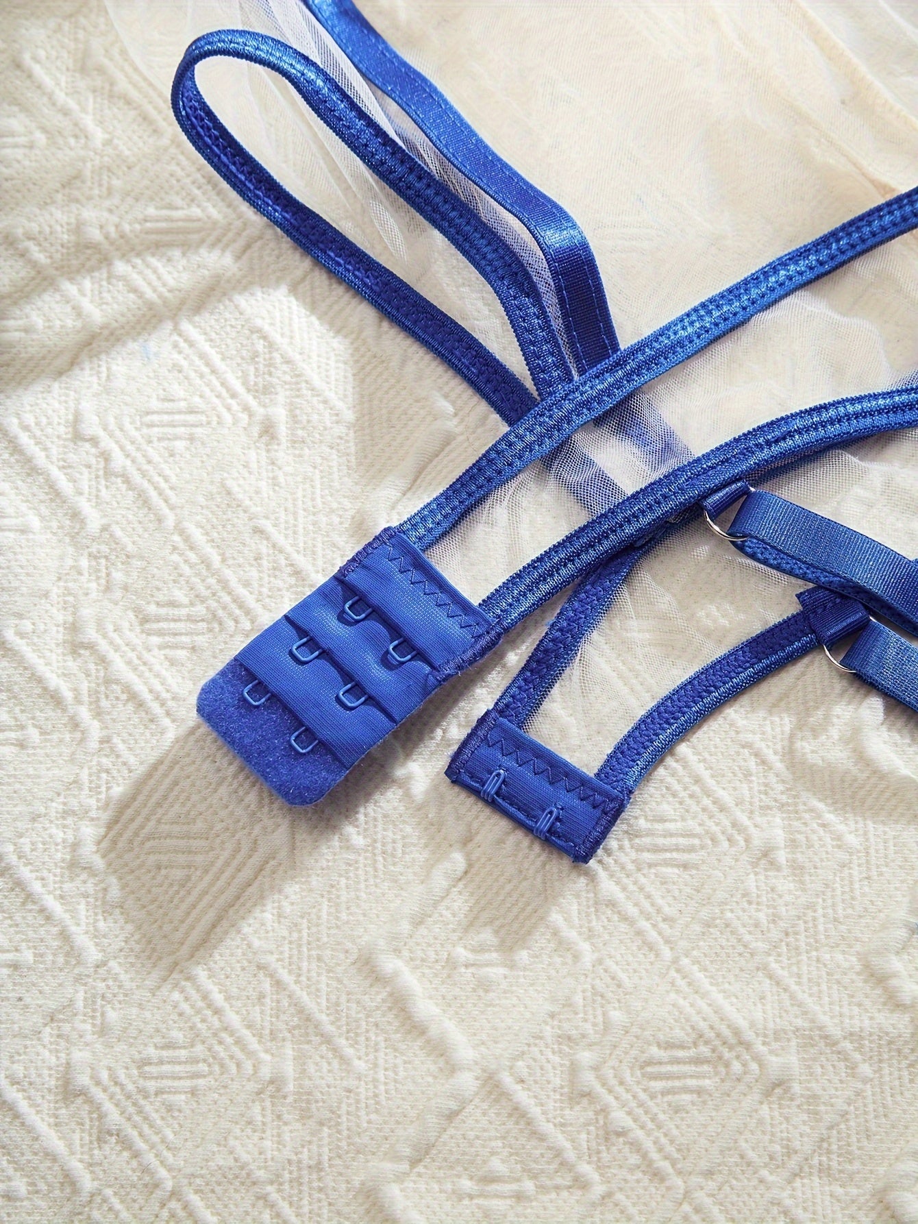 Women's Mesh Teddy with Strappy Garter Belt and Leg Harness