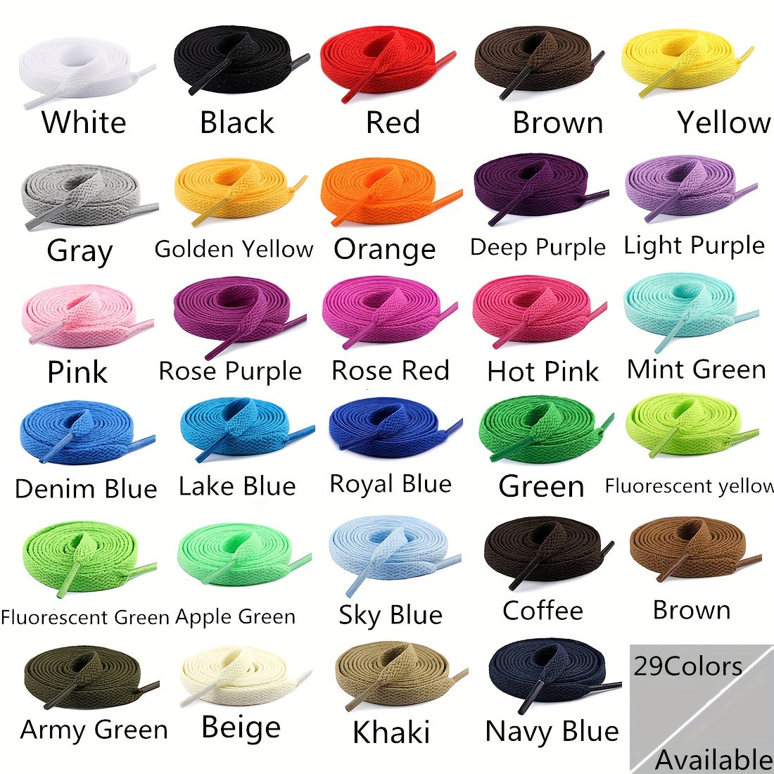 3 Pair Flat Shoe Laces 5/16 Inch Assorted Colors for Sneakers Boots