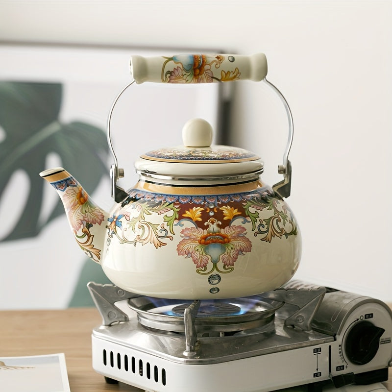 Enamel Porcelain Water Kettle 2.5L Thickened Flat Bottom for Home Use Induction Gas Stove