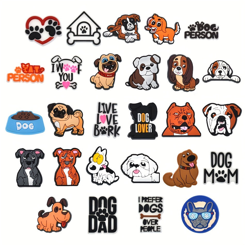 Unisex PVC Shoe Charms 23-28 Pcs Dog Paw Decor for Sandals and Wristbands