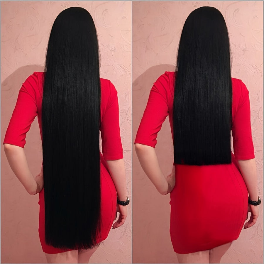 Women Synthetic Hair Extensions Clip-In Long Straight Black Brown Blonde 50-100cm