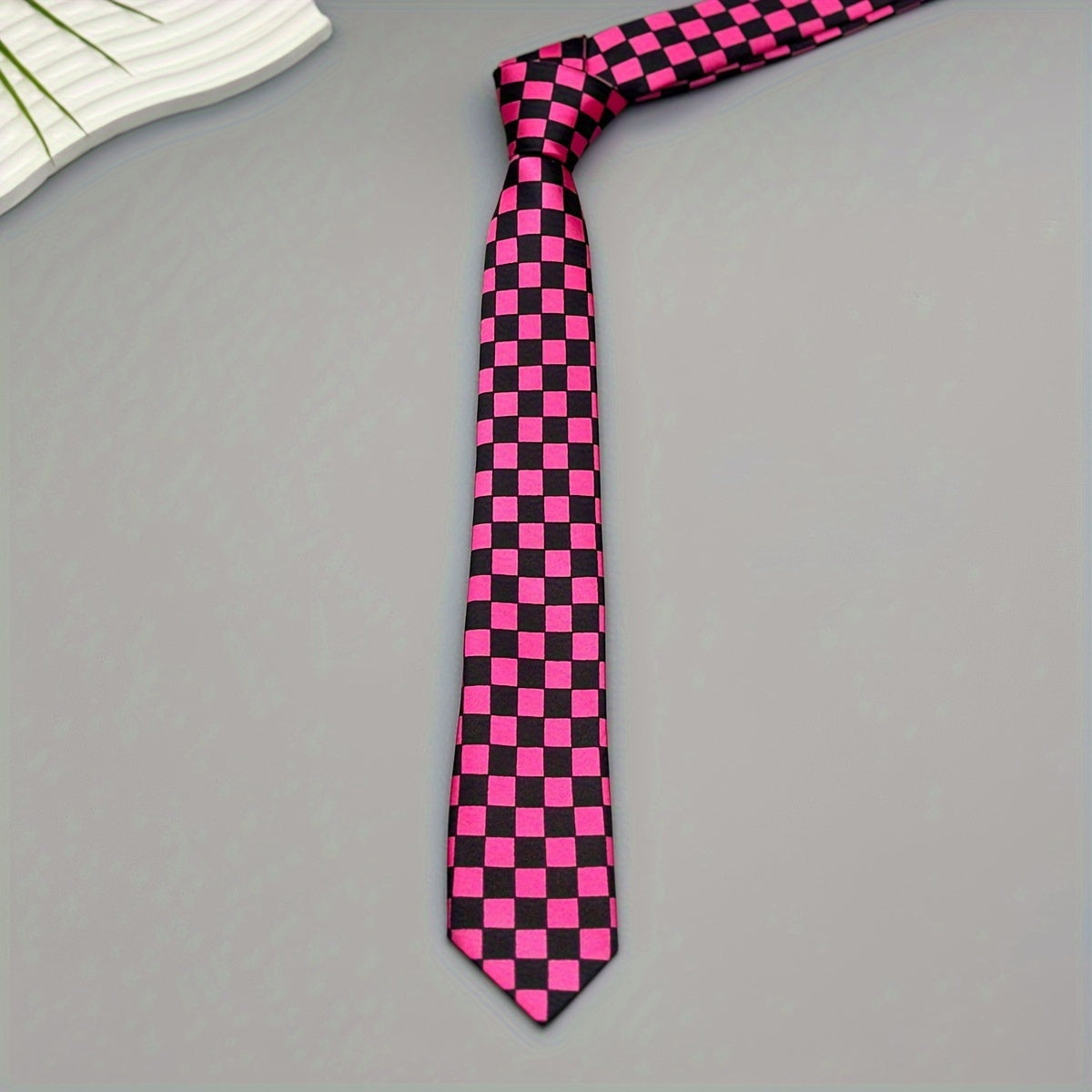 Men's Checkered Polyester Necktie Woven Style for Parties and Festivals 1 Piece