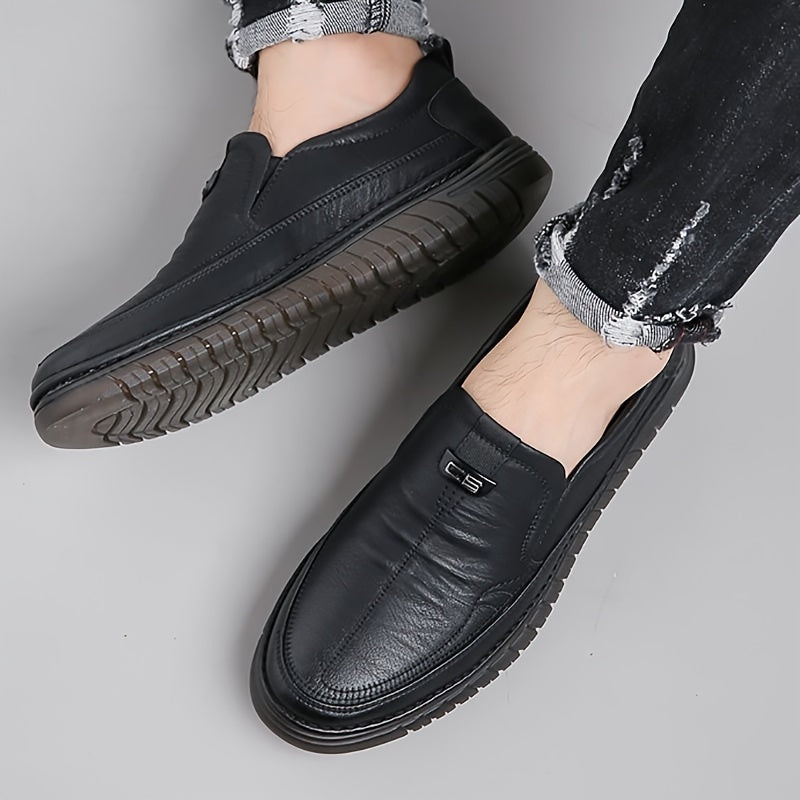 Men's Casual Slip-On Loafers with Rubber Sole and Round Toe