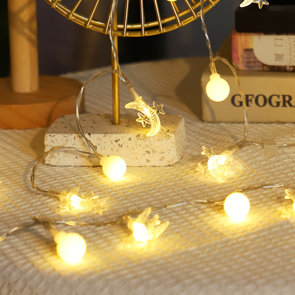 Ramadan Moon and Star String Lights Battery Operated Indoor Decoration for Eid and Parties