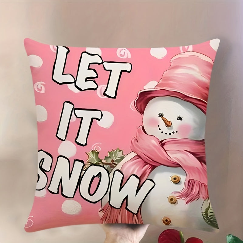 Double-Sided Throw Pillow Cover Mid-Century Chic Polyester Zipper Christmas Decor