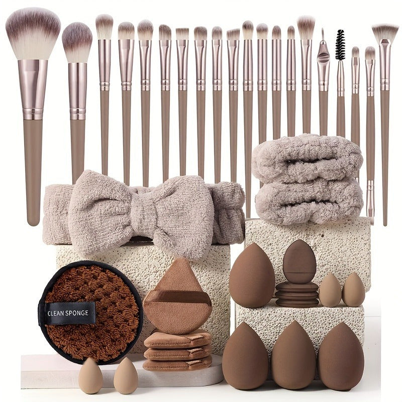 20-Piece Unscented Makeup Brush Set with Accessories for Combination Skin