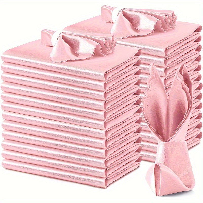 12pcs Satin Napkins and Velvet Table Runner Set 43x43cm for Wedding and Party Decor