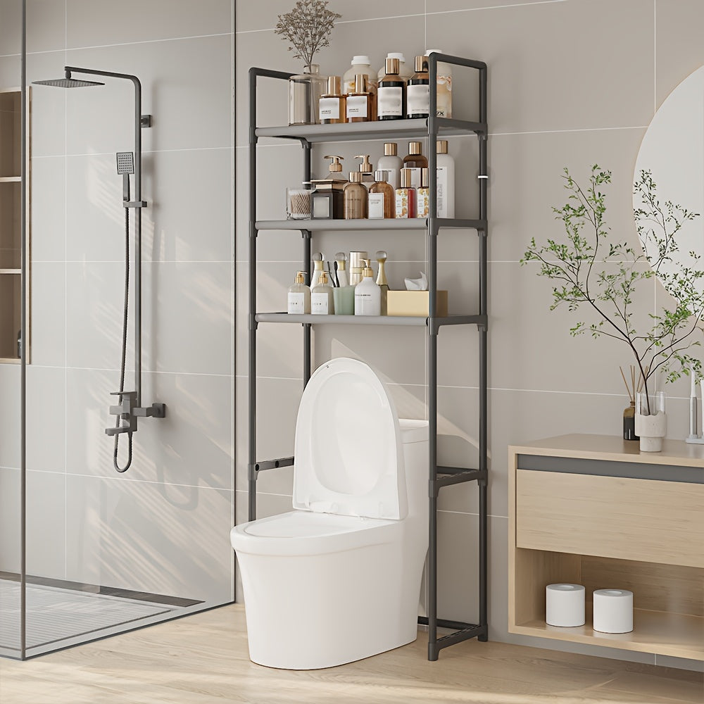 Multi-Purpose Bathroom Laundry Storage Rack Over Toilet 2 Tiers Plastic Metal