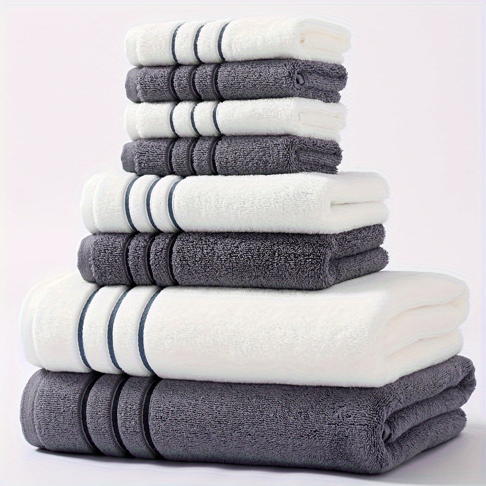 Set of 8 Cotton Towels Bath Hand Face Assorted Sizes Home Bathroom Accessories