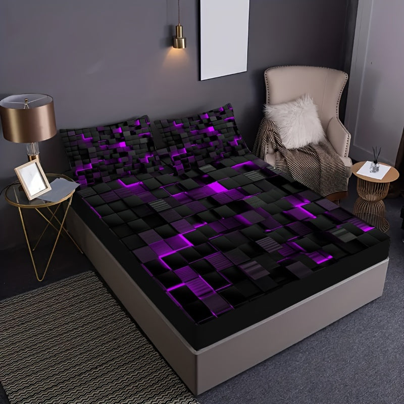 2 ta qizil tarmoq 3D vizual geometriya san'ati mos keladigan to'shakka yostiq bilan to'plam