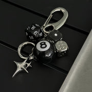 Handmade Pendant with Star Dice and Black Eight Ball Design for Bags Keychains and Car Ornaments