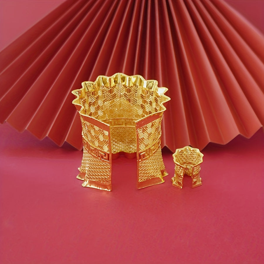 Zarif 24K oltin qoplangan mis bilaguzuk va uzuk to'plami - Maxsus tadbirlar va voqealar uchun ideal, yilning istalgan vaqtida foydalanish uchun mos