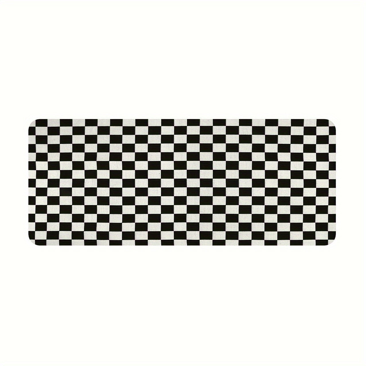 Black and White Checkered Carpet Non-Slip Polyester Indoor Floor Mat