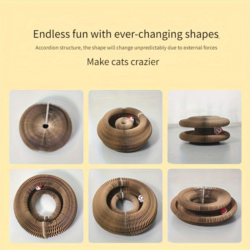 Cardboard Cat Toy with Bell for Scratching and Entertainment