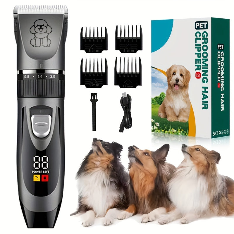 Pet Grooming Kit with Low Noise Trimmer and Power Indicator Light for Dogs Cats and Pets