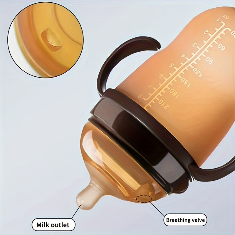 Kids Silicone Bottle with Handle 150ml 250ml Wide Mouth Deep Brown