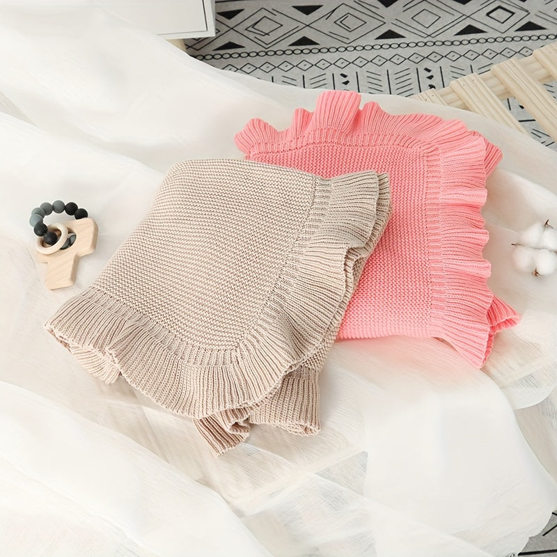 Infant Stroller Blanket Quilt with Lotus Leaf Edge for Toddlers