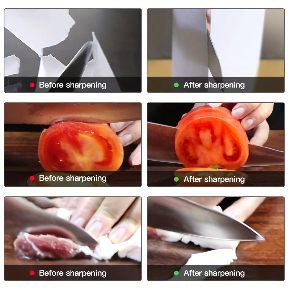 Набор камней для заточки ножей с комплектом точильных камней, нескользящая основа, кожаная полировка