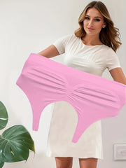 Women's Seamless Cotton No Padding Bras Pastel Pink Plus Size Backless