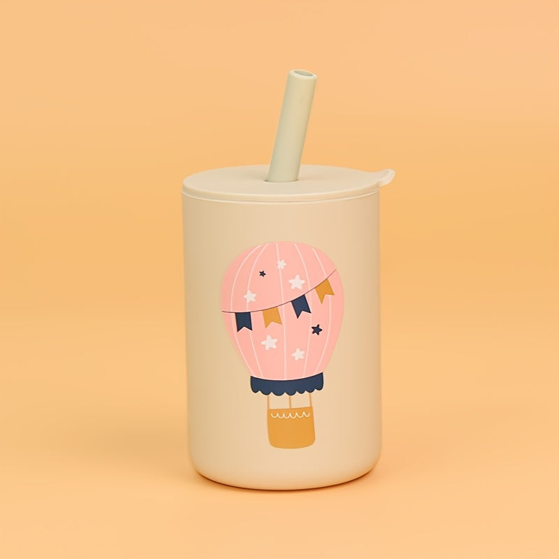Vaso de silicona para niños de 6 oz con pajilla y tapa, libre de BPA, apto para lavavajillas, apto para microondas, en varios colores