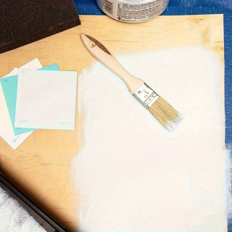 Set of 2/3 Flat Bristle Paint Brushes with Wooden Handles for Art and Handwork Indoor Outdoor